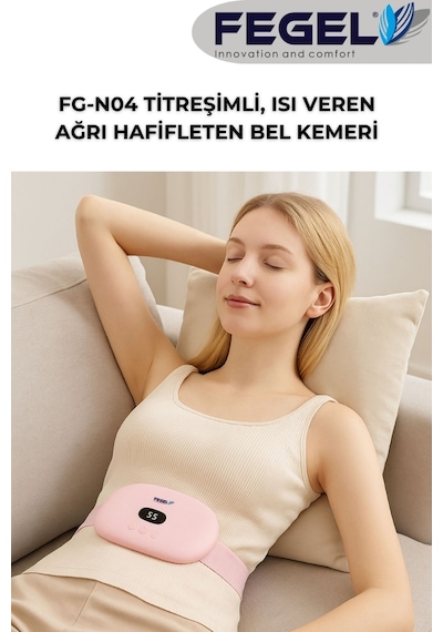 Fegel FG-N04 5 Kademe Isıtmalı Titreşimli 4000 mAh Şarjlı Bel-Karın Masaj Kemeri Pembe