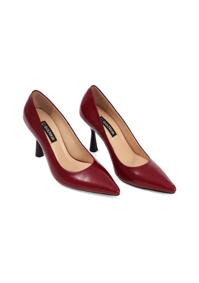 Kadın Bordo Yüksek İnce Topuklu Rugan Deri Stiletto