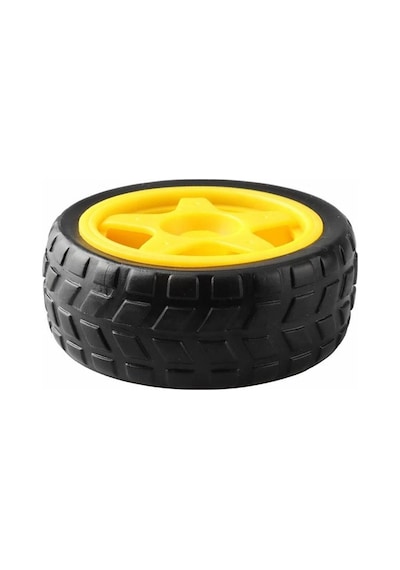 Tt Tekerlek 2.5x6,8cm Plastik Sarı Oyuncak Araba Rubber Lastik Robot Akılı Araç