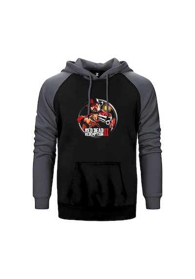 Red Dead Redemption 2 Classic Gri Renk Reglan Kol Kapşonlu Sweatshirt Gri