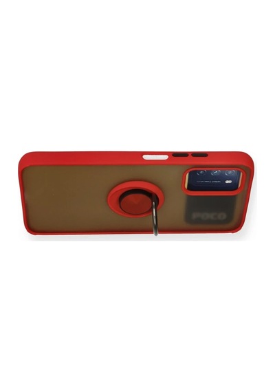 Xiaomi Redmi 9t Kılıf Montreal Yüzüklü Silikon Kapak - Kırmızı Çok Renkli