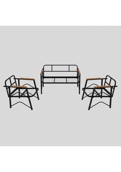 Mb Garden Furnıture Simetri Model, Balkon, Bahçe, Cafe, Metal Koltuk Takımı,bahçe Takımı,çay Seti, 2+1+1+masalı Süngerli Açik Gri