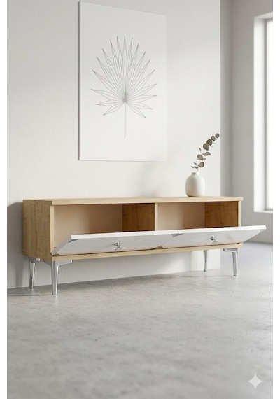 Tsa1297dbs Alfa Tv Sehpası Safirmeşe-beyaz-silver 120cm
