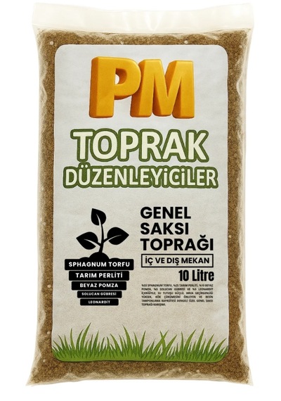 Genel Saksı Toprağı İç Ve Dış Mekan Bitkileri İçin Doğal Karışım, Solucan Gübresi Ve Leonardit Katkılı 10 L