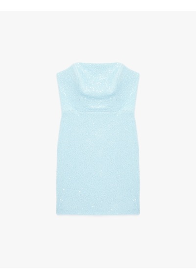 Koton Pullu Payetli Straplez Yaka Kolsuz Bodycon Mini Abiye Elbise Mavi 6sak80019fk