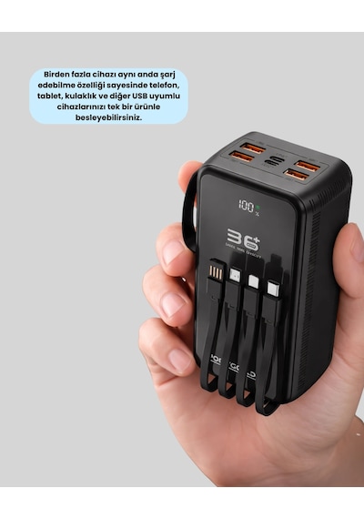 Hubrendy Tekno Yüksek Kapasiteli Powerbank Hızlı Şarj Ve Kablosuz Destekli Diğer