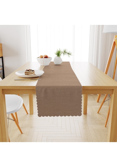 Bej Kadife Dokulu Runner 40x180