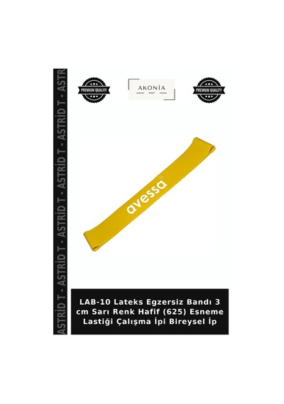 Lab-10 Lateks Egzersiz Bandı 3 Cm Sarı Renk Hafif 625 Esneme Lastiği Çalışma İpi Bireysel İp