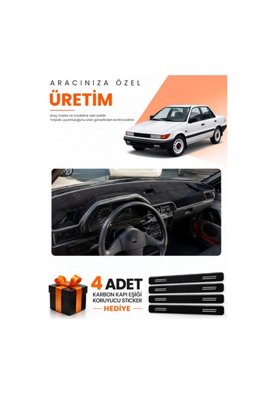 Mıtsubıshı Lancer 1987-1991 Uyumlu Torpido Koruma Örtüsü Oto Kılıfı - Siyah Gri