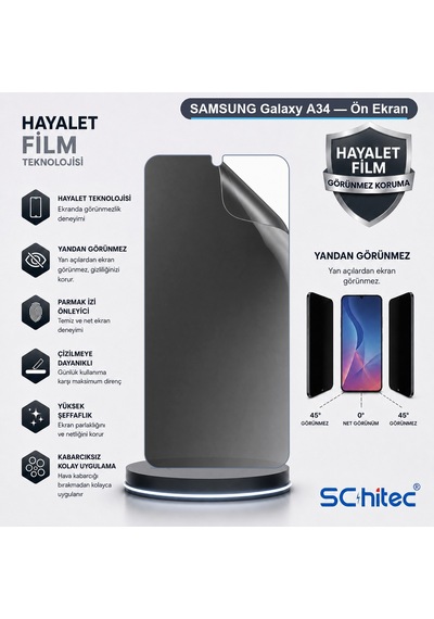 Samsung Galaxy A34 Uyumlu Ön Yüzey Hayalet Privacy Hidrojel Ekran Koruyucu 44488792