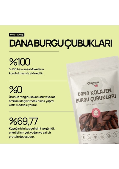 Dana Kolajen Burgu 100% Doğal Katkısız Köpek Ödül Maması 100 Gr