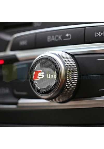 Audi S Line Karbon Logo Joystick Klima Teyp Damla Silikon Sticker 18 X 18 MM-4 Adet