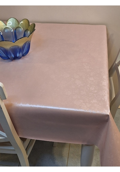 Elyaflı Pvc Muşamba - Desenli Silinebilir Masa Örtüsü Pembe Pembe