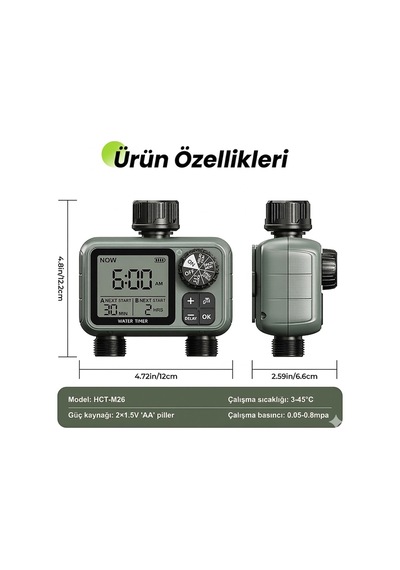 Profesyonel Otomatik Sulama Kontrol Ünitesi - Çift Çıkışlı & Manuel Modluakıllı Sulama Sistemi Ipx5