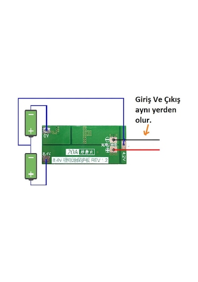 Robotiko-2S Bms 20A 18650 Lityum Pil Şarj Koruma Devresi Balanslı