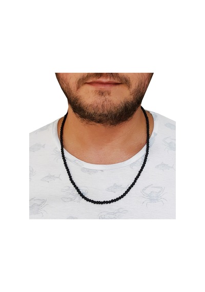 Chavin 4 Mm. 60 Cm. Siyah Lav Taşı Erkek Kolye Dp65 (478254908) Siyah