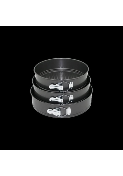 Jenerik 3'lü Yuvarlak Metal Kelepçeli Kek Kalıp Seti 24-26-28 Cm Çok Renkli