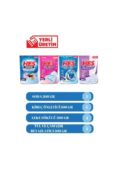 Soda- Kireç Önleyici - Leke Sökücü - Tül Ve Çamaşır Beyazlatıcı 500gr 4lü Temizlik Paket - 645778008
