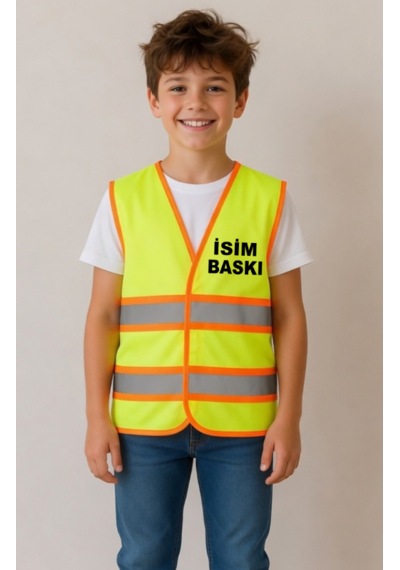 Çocuk Mühendis Yelek İsme Özel Baskılı Sarı