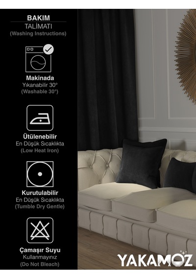 Br Yakamoz Siyah Kırlent , Yastık Kılıfı Kadife Görünümlü Velvet Touch Serisi Siyah