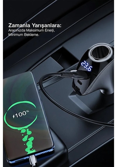 90w Type-c Usb Araç Şarjı Süper Hızlı Pd 4.0 & Qc 3.0 Çakmaklık Şarj Adaptörü 1