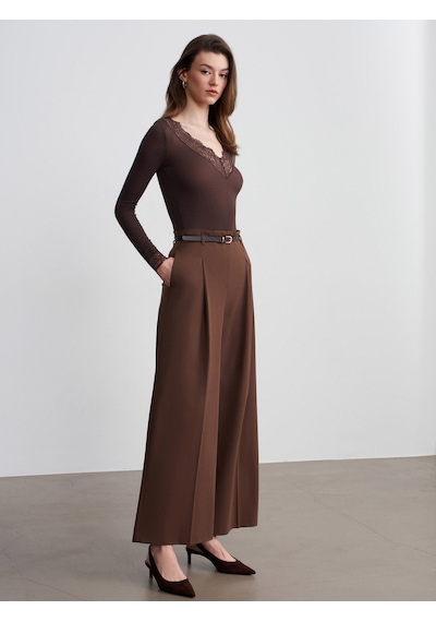 Dilvin 72646 Kemerli Palazzo Pantolon-kahve