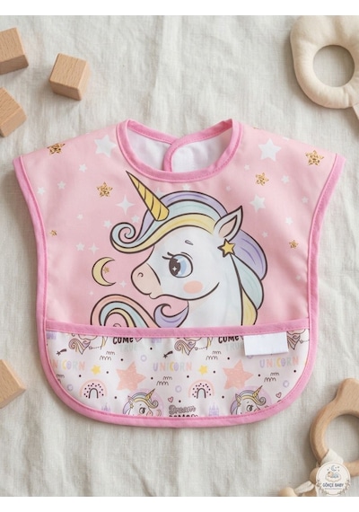 Gökçe Baby 3'lü Set Kısa Kollu Bağlamalı Ayarlanabilir Sıvı Geçirmez Aktivite ve Mama Önlüğü Pembe