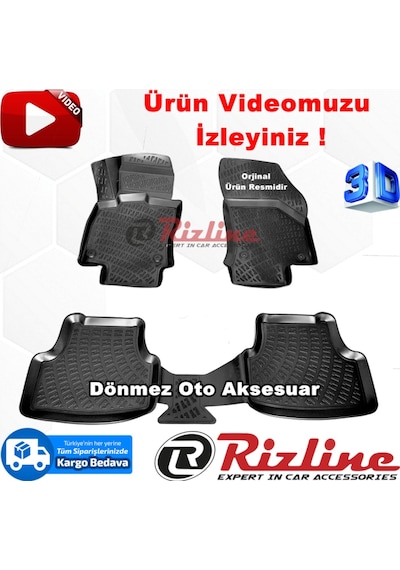 Vw Polo 3D Paspas Havuzlu Siyah Hb 2018 Sonrası 4 Prç. Rizline N11.5419