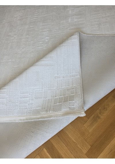 Elvey Home London Krem Dekoratif Bambu Akrilik Yumuşak Modern Özel Ölçü Salon Koridor Oturma Çocuk Odası Halısı 001-krem