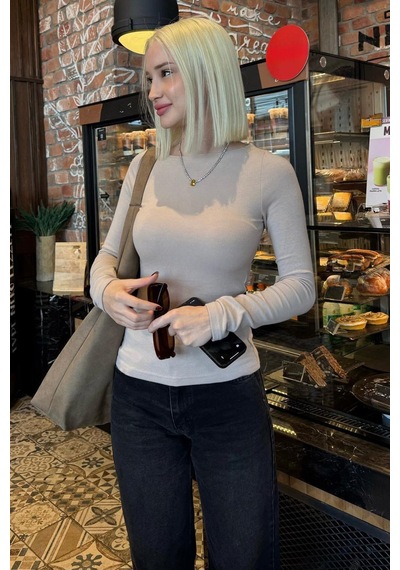 Bej Kayık Yaka Modal Kaşmir Ultra Hafif Body Mg2627 Bej