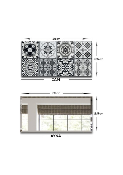 Decorita Dekor Camı | Karakalem Çizim Cam ve Ayna | 10'lu Takım Karakalem Çizim