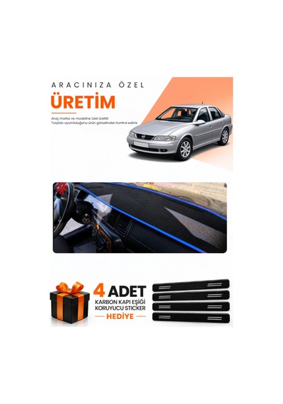 Opel Vectra B 1995-2001 Uyumlu Torpido Koruma Örtüsü Oto Kılıfı - Siyah Mavi