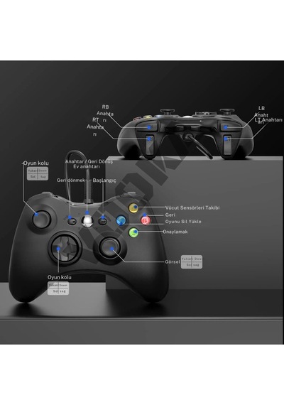 Xbox 360 Gamepad Joystick Kablolu Oyun Kolu Pc-360 Uyumlu Siyah
