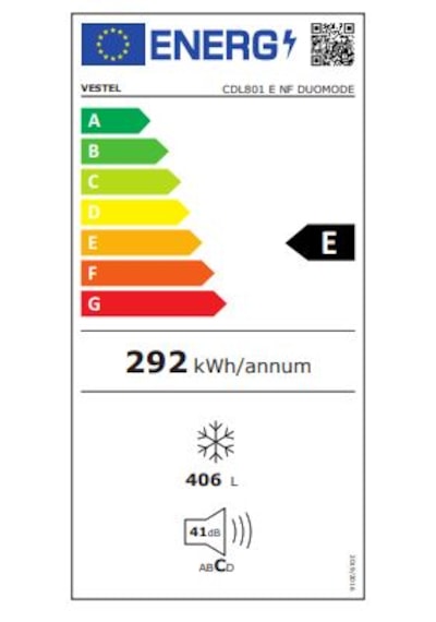Vestel CDL801 E NF Duomode 406 L 8 Çekmeceli Dikey Derin Dondurucu