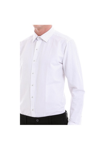 Hatemoğlu Gri Slim Fit Baskılı Pamuklu Slim Yaka Uzun Kollu Klasik Gömlek Gri