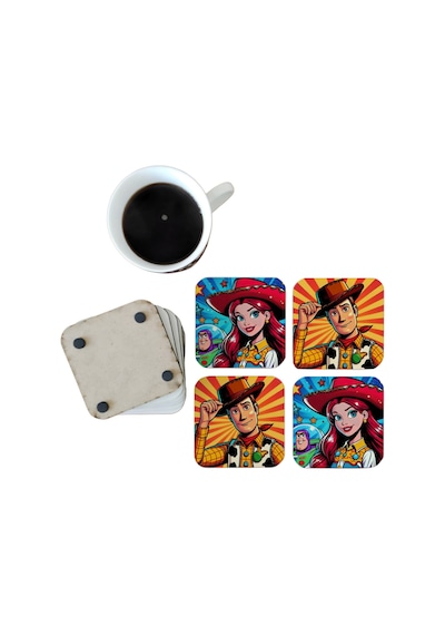Toy Story Dekoratif Ahşap Bardak Altlığı Seti 041 Çok Renkli