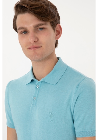 U.S. Polo Assn. Erkek Slim Fit Polo Yaka Aqua Tişört 50299359-VR007