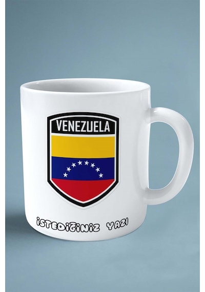 Venezuela Bayrak Baskılı Kupa Bardak Çift Taraflı Kişiye Özel Model 2 Çok Renkli