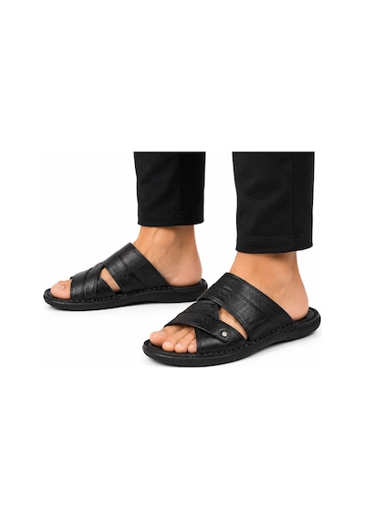 Trendyshose 6600 Doğal Deri Anatomic Erkek Terlik Siyah