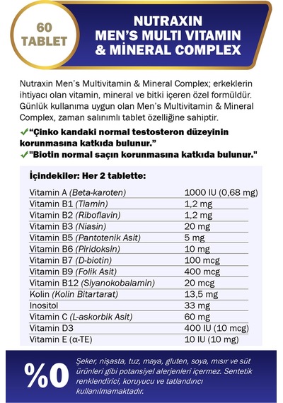 Multivitamin Mineral Complex Men's 2. % 50 İndirimli Avantaj Paketi