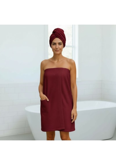 % 100 Pamuklu Laodikeia Sarma Havlu, Duş, Deniz-plaj, Banyo Havlusu Ve Saç Bonesi Kadın Bordo