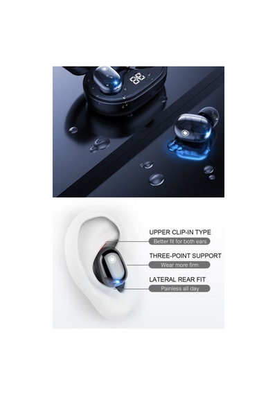 Siyah Pro Ledli Şarj Göstergeli 5.0 Bluetooth Kulaklık Uyumlu