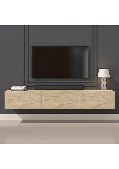 Beliz Tv Ünitesi Tv Sehpası Alt Modül Traverten 200 Cm Mdf