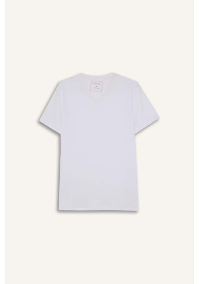 DeFacto Slim Fit Dar Kesim V Yaka Basic Düz Üst L4884AZ25SPWT34