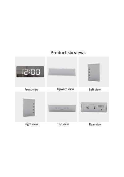 Akıllı Aynalı Dijital Saat Led Göstergeli, Alarm & Termometre, Usb/pil Çok Renkli
