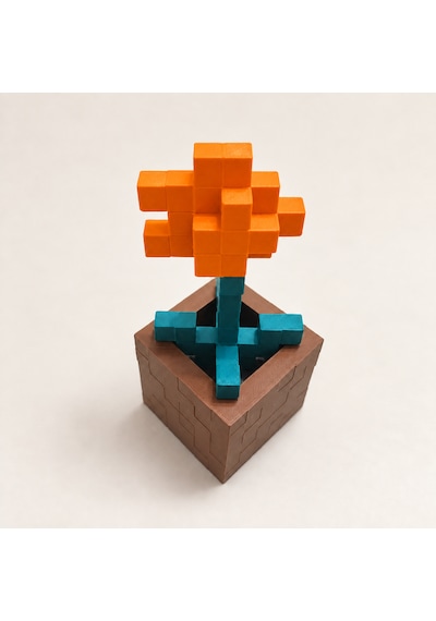 Piksel Gelincik Biblo - 3d Baskı, Minecraft Esintili Turuncu