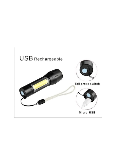 Polis El Feneri Çakarlı 3 Mod Şarjlı Panter Led Pt-4140