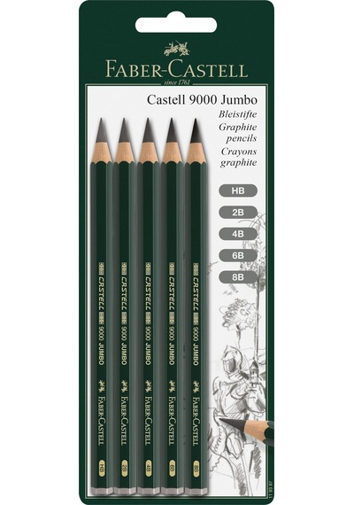 Faber-castell Castell 9000 119200 Kurşun Kalem, Kauçuk Uçlu, Sertlik Derecesi Hb Jumbo Set Hb, 2b, 4b, 6b & 8b 124-Pembe