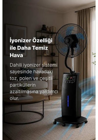 Dlc Tsp40-ea Bakır Motor Uzaktan Kumandalı Buharlı İyonizerli Vantilatör Ayaklı Vantilatör