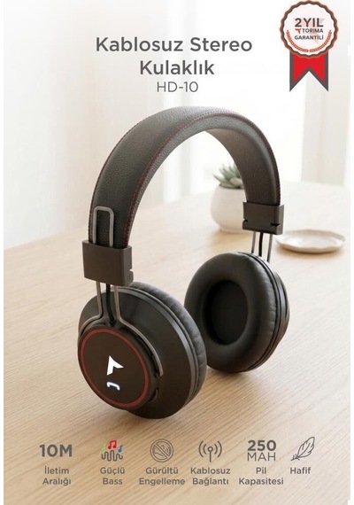 Delux Serisi Bluetooth Kulaklık Kafa Üstü Hd10 Siyah Taşınabilir Cihaz Ses Ekipmanı
